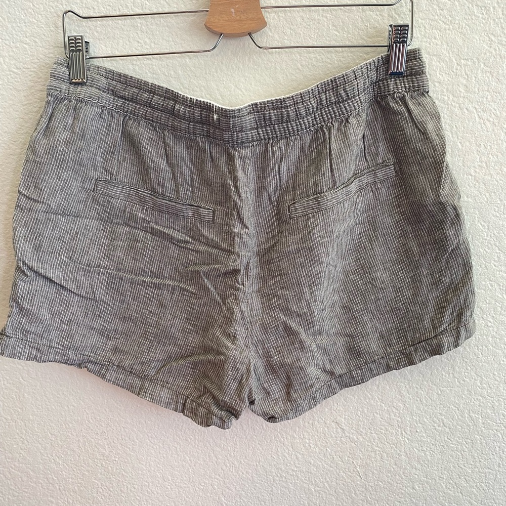 Light Gray Striped Linen-blend Drawstring Shorts - Picture 6 of 8